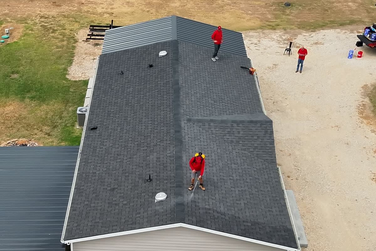 GoNano going down: treated shingle is the darker band, untreated is above the line